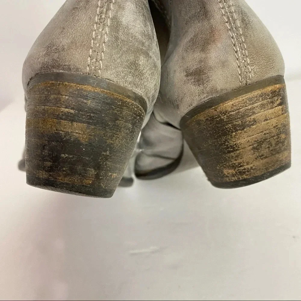 Liebeskind Berlin Leather Boots Size 7.5 Distressed Gray Womens Shoes Booties